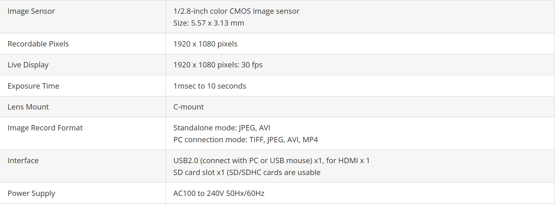 Nikon Digital Sight 1000 Camera specifications